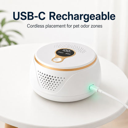 Rechargeable Ozone Pet Odor Deodorizer for Litter Box & Empty Crate Areas – USB-C Odor Treatment Device for Unoccupied Small Spaces