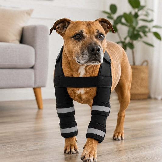 Dog Double Front Leg Support Brace for Unsteady Walking - Chest Harness with Internal Metal Support Inserts