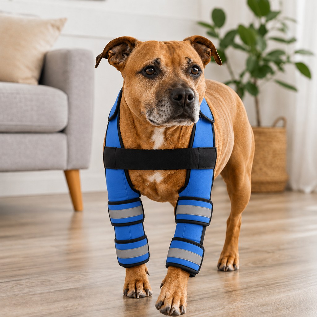 Dog Double Front Leg Support Brace for Unsteady Walking - Chest Harness with Internal Metal Support Inserts