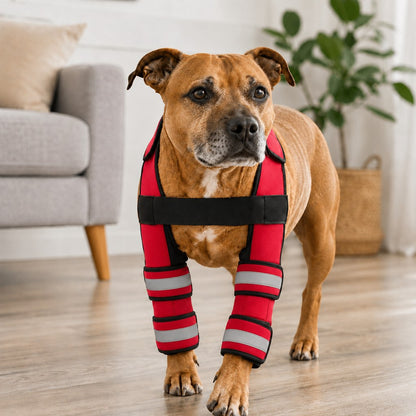 Dog Double Front Leg Support Brace for Unsteady Walking - Chest Harness with Internal Metal Support Inserts