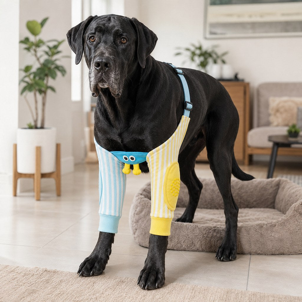 Padded Dog Elbow Protector Sleeves for Hard Floors - Dual Front-Leg Coverage for Pressure & Rubbing