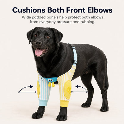 Padded Dog Elbow Protector Sleeves for Hard Floors - Dual Front-Leg Coverage for Pressure & Rubbing