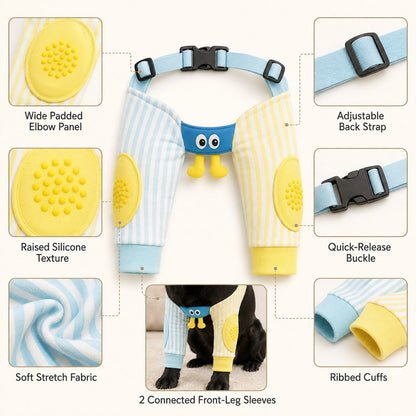 Padded Dog Elbow Protector Sleeves for Hard Floors - Dual Front-Leg Coverage for Pressure & Rubbing