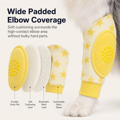 Padded Dog Elbow Protector Sleeves for Hard Floors - Dual Front-Leg Coverage for Pressure & Rubbing
