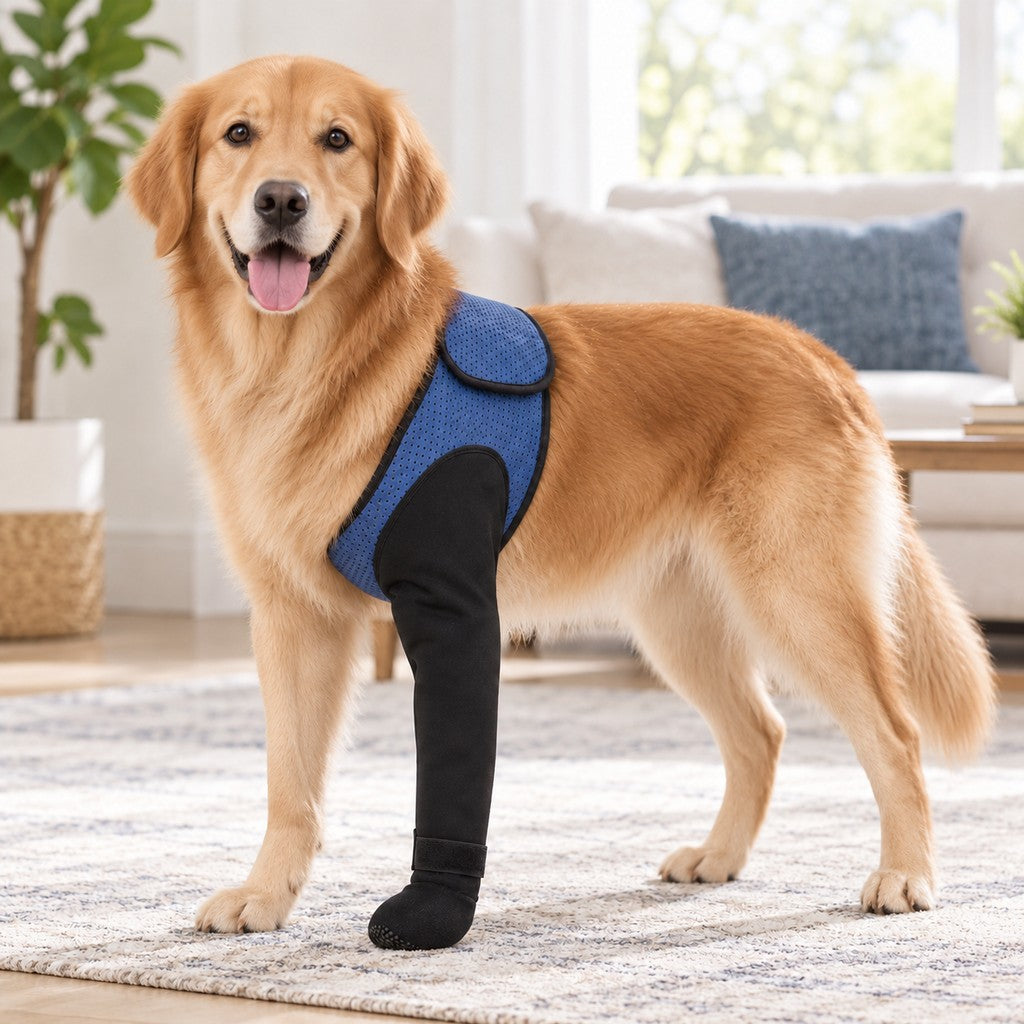 Dog Front Leg Support Brace for At-Home Recovery & Anti-Lick Protection - Full-Length Sleeve with Paw Cover
