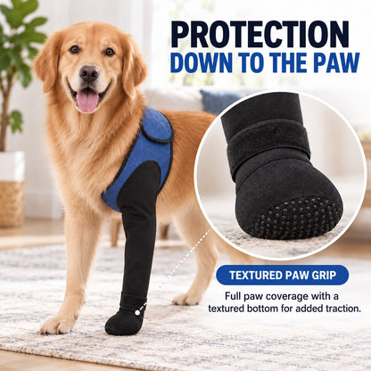 Dog Front Leg Support Brace for At-Home Recovery & Anti-Lick Protection - Full-Length Sleeve with Paw Cover