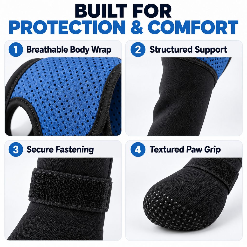 Dog Front Leg Support Brace for At-Home Recovery & Anti-Lick Protection - Full-Length Sleeve with Paw Cover
