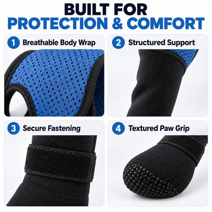 Dog Front Leg Support Brace for At-Home Recovery & Anti-Lick Protection - Full-Length Sleeve with Paw Cover
