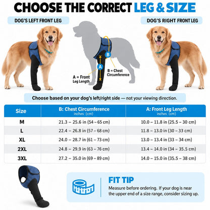 Dog Front Leg Support Brace for At-Home Recovery & Anti-Lick Protection - Full-Length Sleeve with Paw Cover