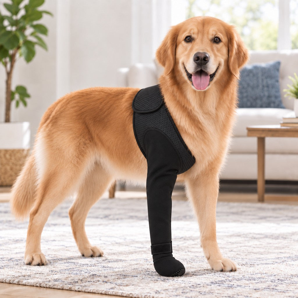 Dog Front Leg Support Brace for At-Home Recovery & Anti-Lick Protection - Full-Length Sleeve with Paw Cover