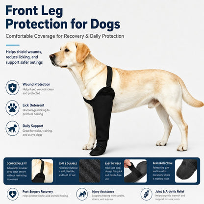 Dog Front Leg Protective Sleeve for Recovery & Walks - Helps Reduce Licking