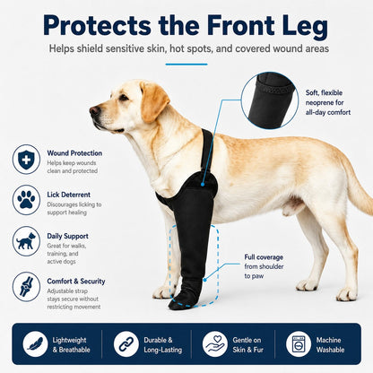 Dog Front Leg Protective Sleeve for Recovery & Walks - Helps Reduce Licking