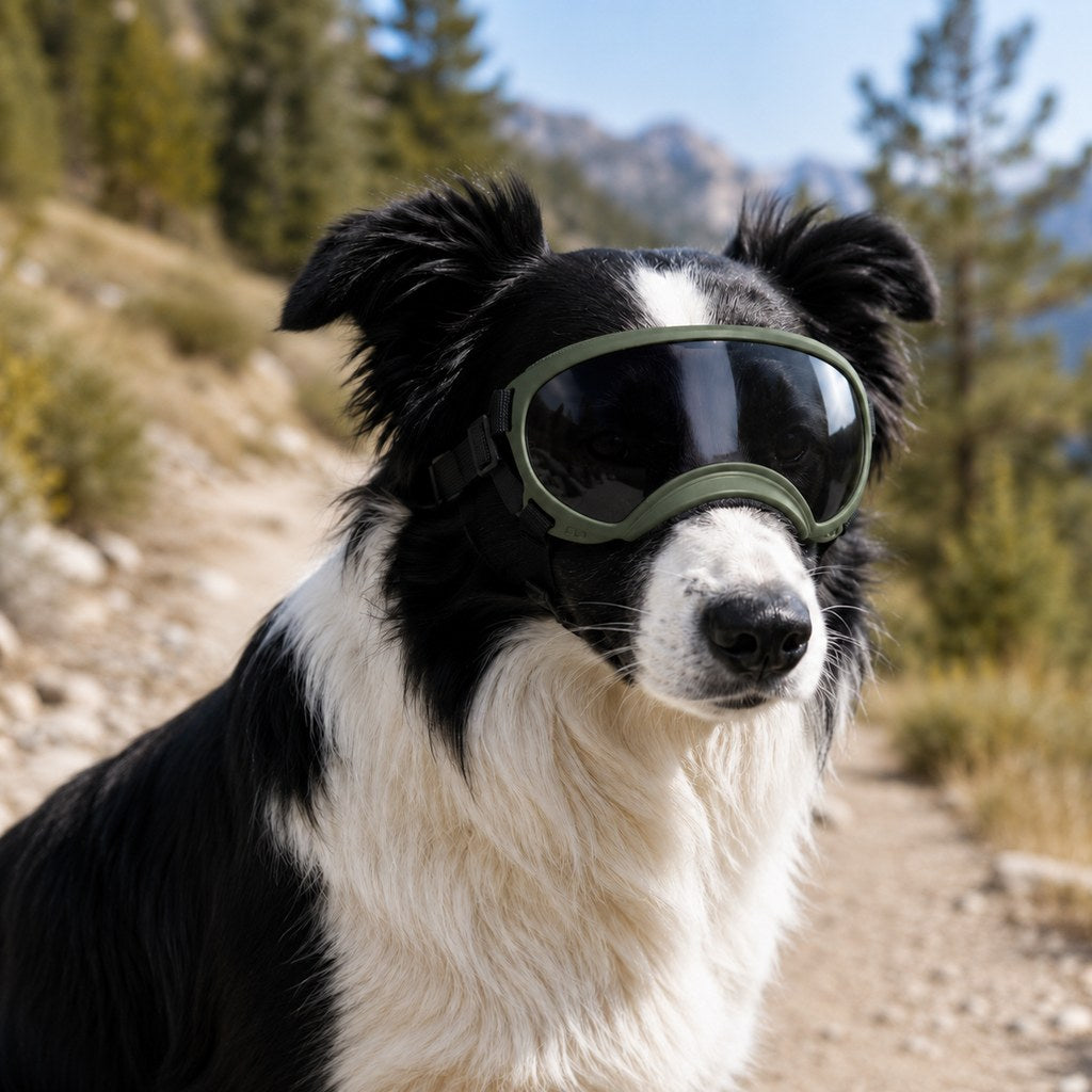 Photochromic Dog Goggles for Hiking & Car Rides - Adjustable Wind, Dust & Debris Coverage
