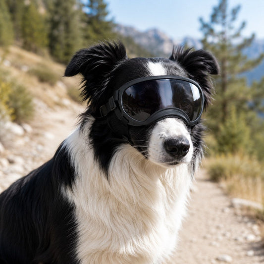 Photochromic Dog Goggles for Hiking & Car Rides - Adjustable Wind, Dust & Debris Coverage
