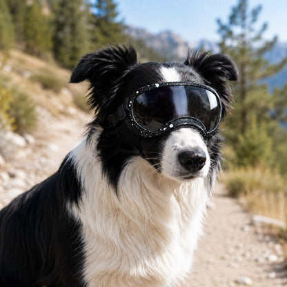 Photochromic Dog Goggles for Hiking & Car Rides - Adjustable Wind, Dust & Debris Coverage