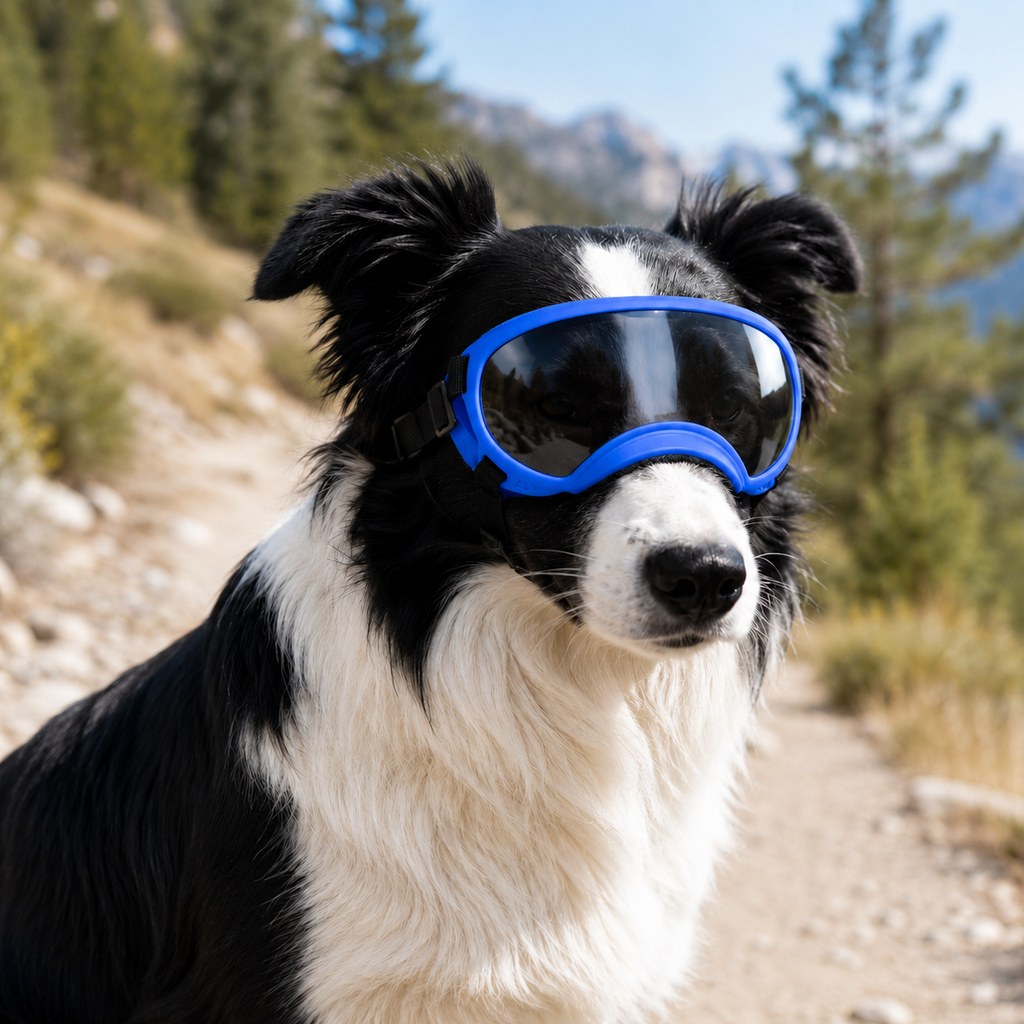 Photochromic Dog Goggles for Hiking & Car Rides - Adjustable Wind, Dust & Debris Coverage