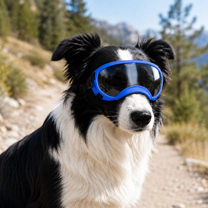Photochromic Dog Goggles for Hiking & Car Rides - Adjustable Wind, Dust & Debris Coverage