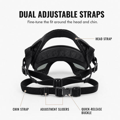 Photochromic Dog Goggles for Hiking & Car Rides - Adjustable Wind, Dust & Debris Coverage