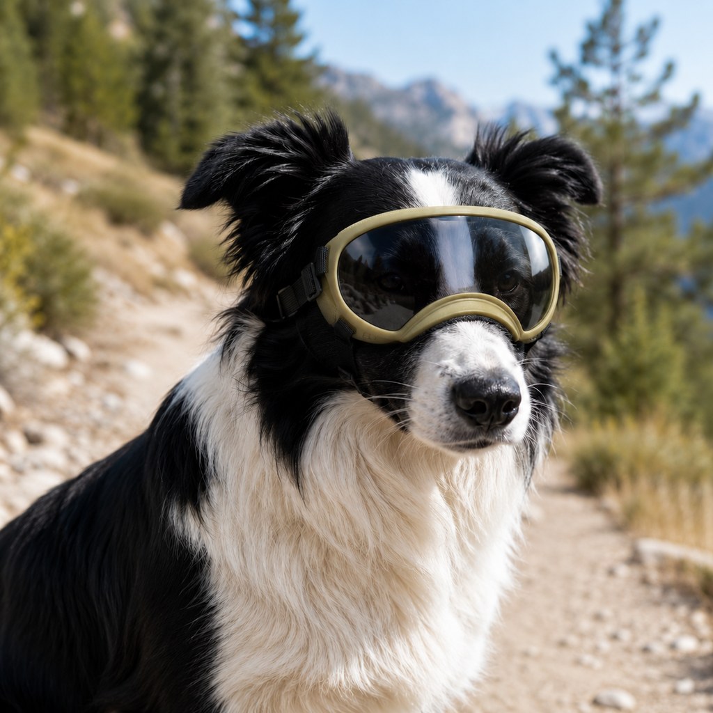 Photochromic Dog Goggles for Hiking & Car Rides - Adjustable Wind, Dust & Debris Coverage