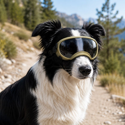 Photochromic Dog Goggles for Hiking & Car Rides - Adjustable Wind, Dust & Debris Coverage