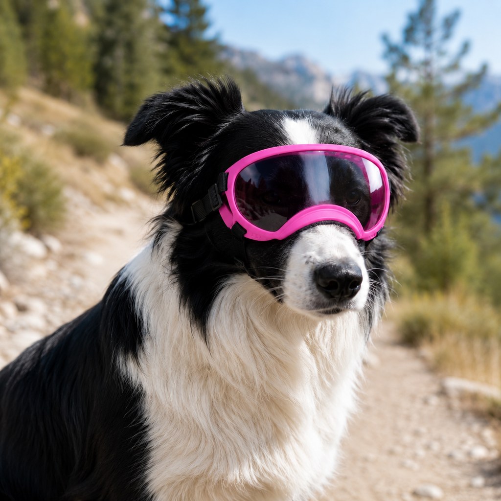 Photochromic Dog Goggles for Hiking & Car Rides - Adjustable Wind, Dust & Debris Coverage