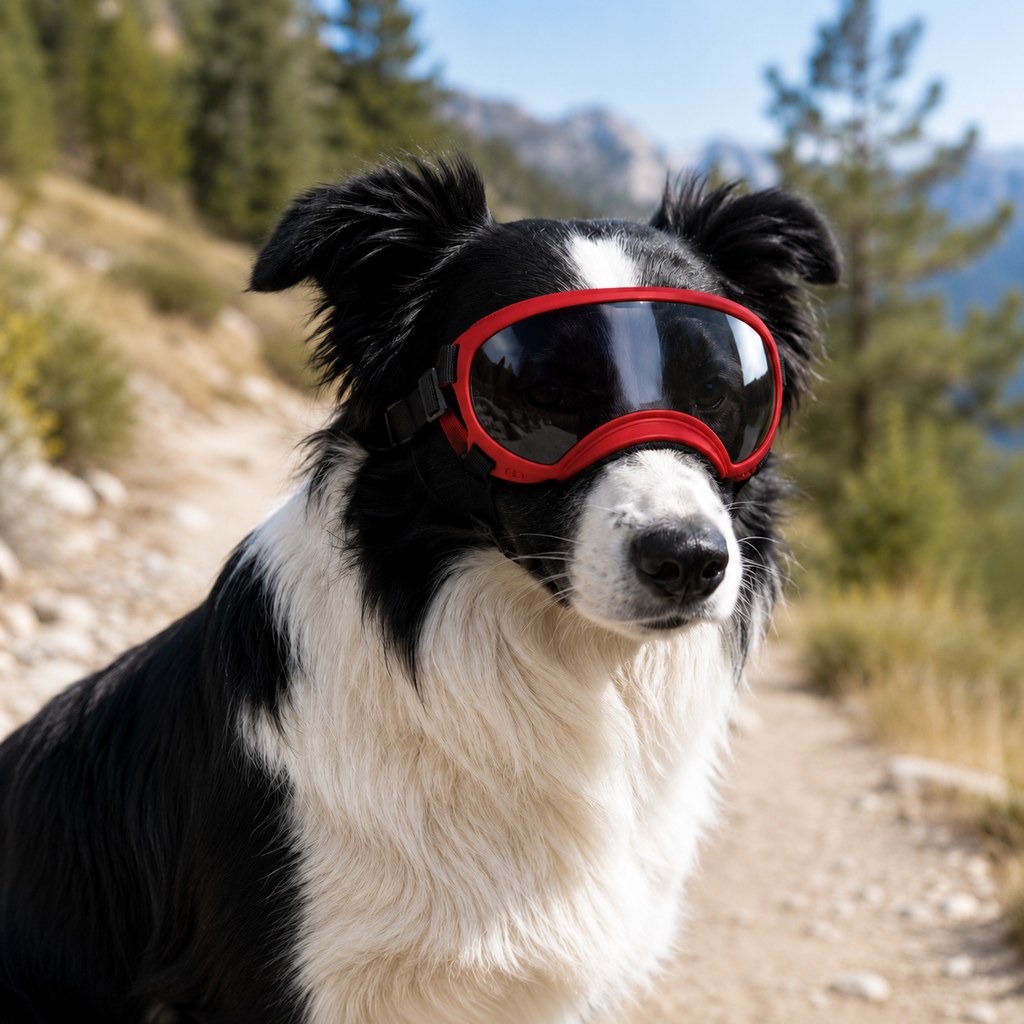 Photochromic Dog Goggles for Hiking & Car Rides - Adjustable Wind, Dust & Debris Coverage