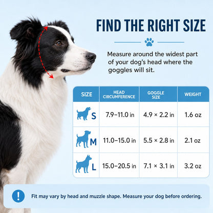Photochromic Dog Goggles for Hiking & Car Rides - Adjustable Wind, Dust & Debris Coverage
