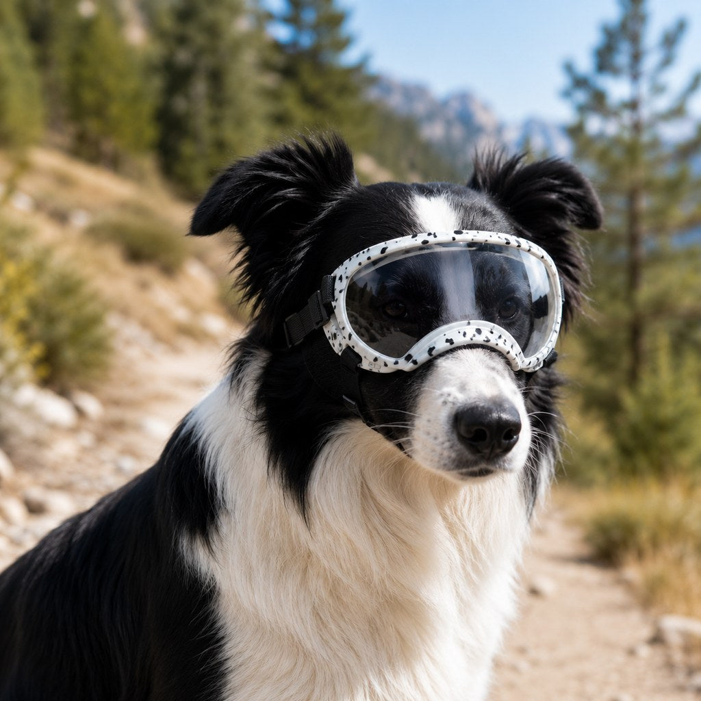 Photochromic Dog Goggles for Hiking & Car Rides - Adjustable Wind, Dust & Debris Coverage