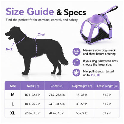 No-Pull Reflective Dog Harness with Built-In Retractable Leash for Safer Daily Walks