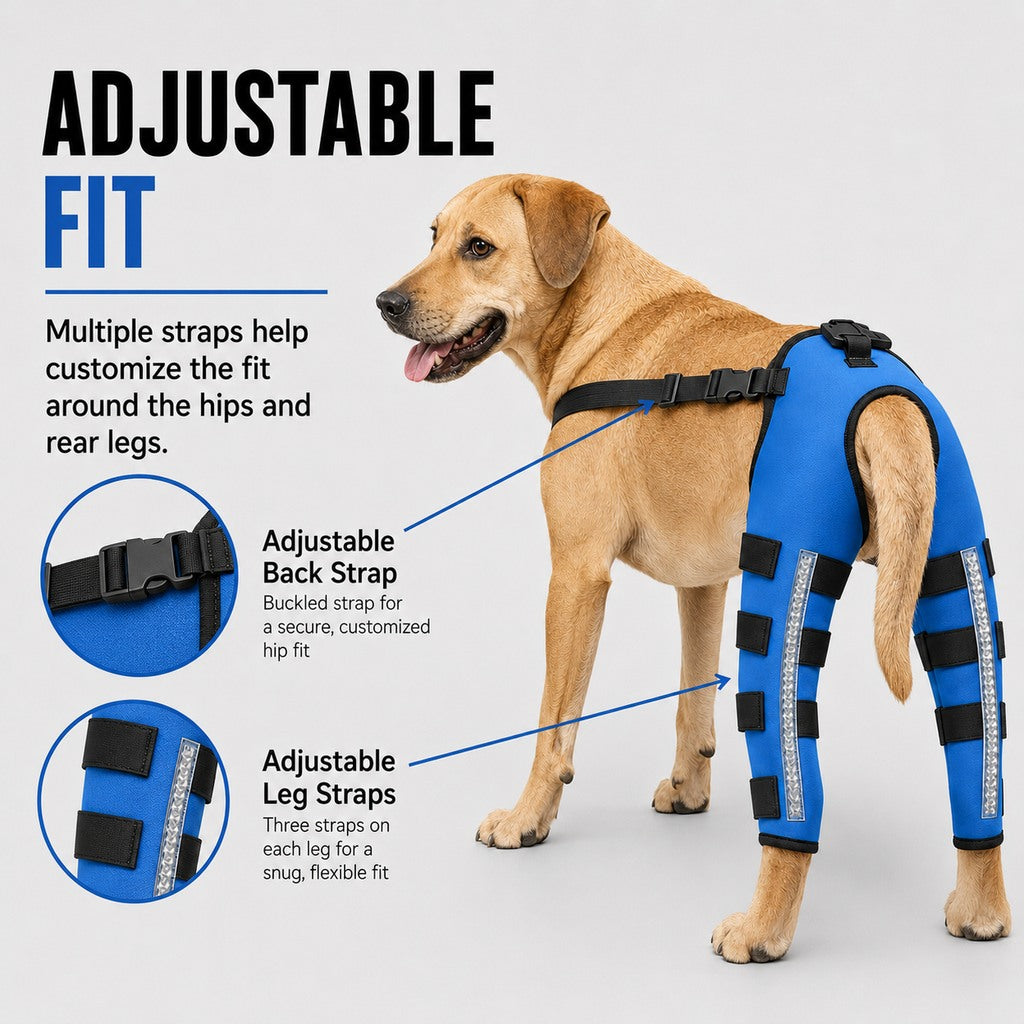 Reflective Dog Rear Leg Support Brace for Evening Walks & Recovery Comfort