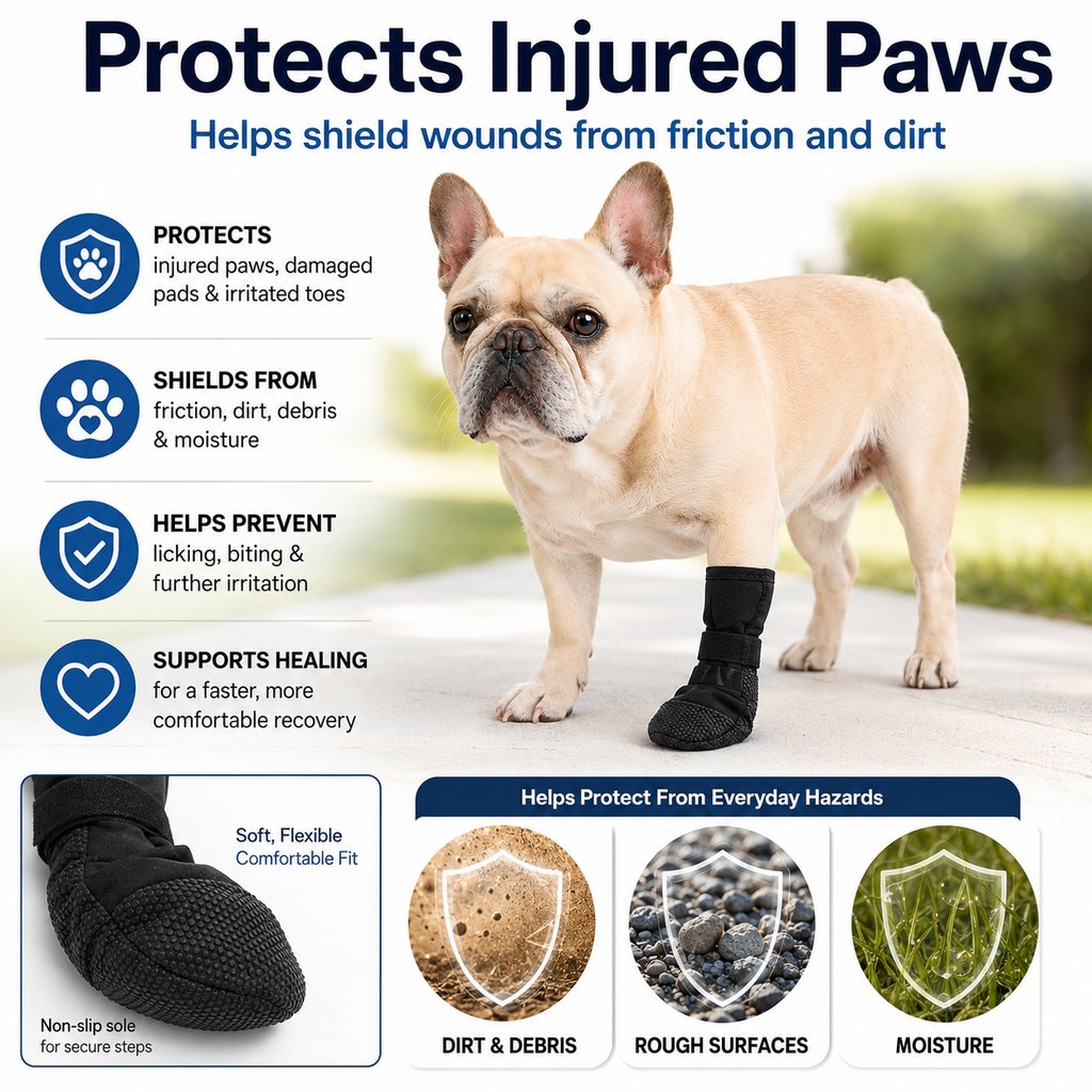 Dog Paw Recovery Boot for Home Rest & Walks - Anti-Lick Protective Cover for Injured Paws