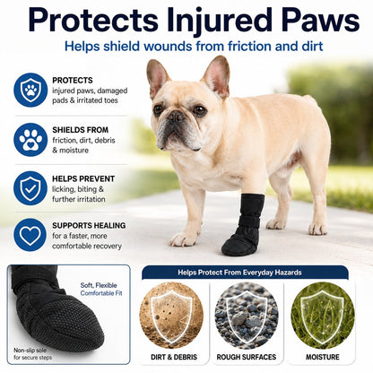 Dog Paw Recovery Boot for Home Rest & Walks - Anti-Lick Protective Cover for Injured Paws