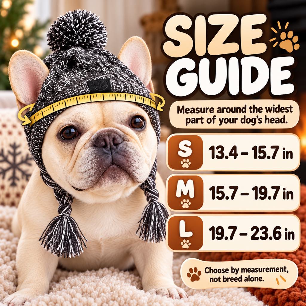 French Bulldog & Pug Winter Knit Hat with Ear Openings for Chilly Walks