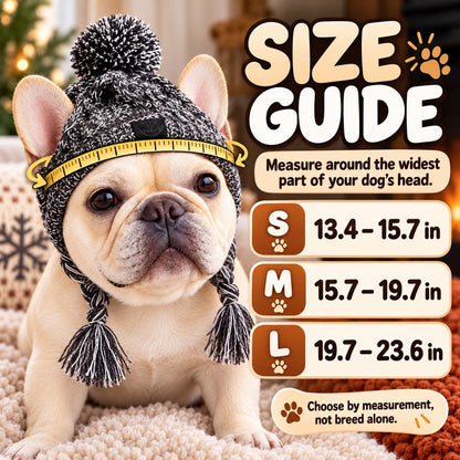 French Bulldog & Pug Winter Knit Hat with Ear Openings for Chilly Walks