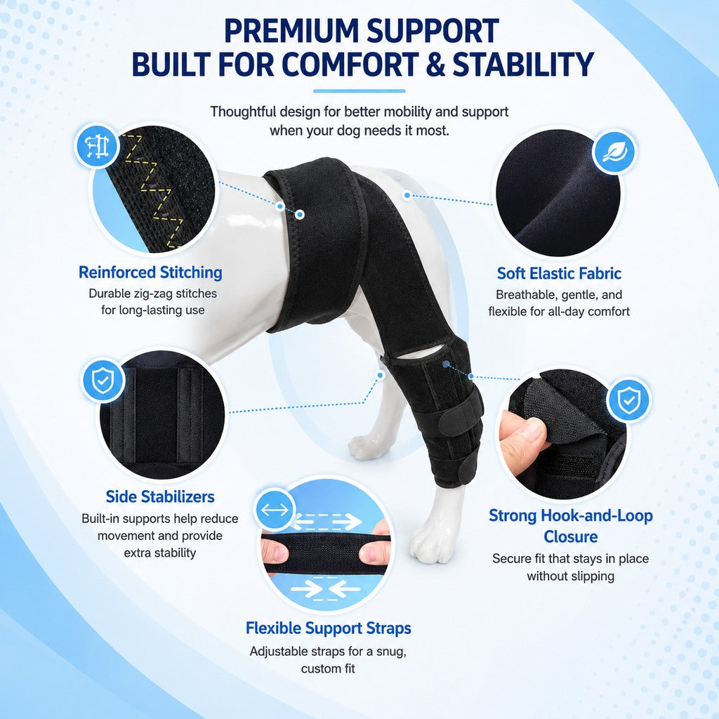 Adjustable Dog Leg Support Brace for Daily Walks - Support for Weak Front or Hind Legs