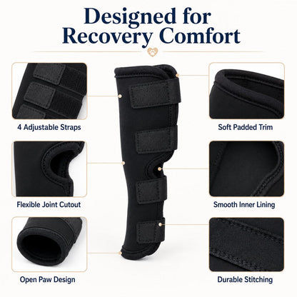 Dog Leg Recovery Brace for Post-Surgery Care, Adjustable Rear Leg Support to Help Protect Against Licking & Chewing