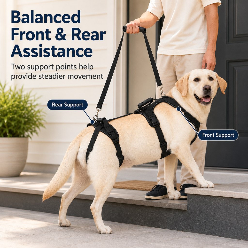 Full-Body Dog Lift Harness for Large Dogs - Front & Rear Mobility Support for Stairs, Car Ramps and Weak Hind Legs
