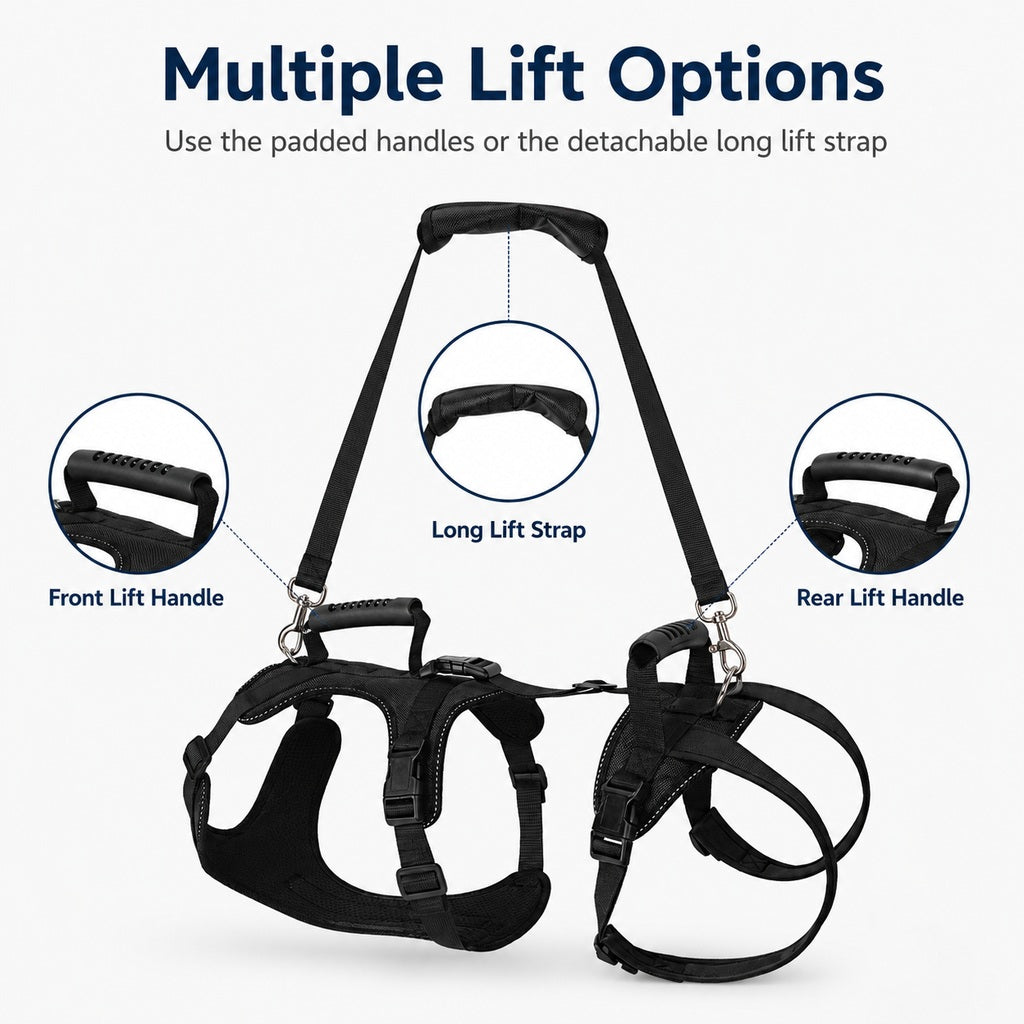 Full-Body Dog Lift Harness for Large Dogs - Front & Rear Mobility Support for Stairs, Car Ramps and Weak Hind Legs