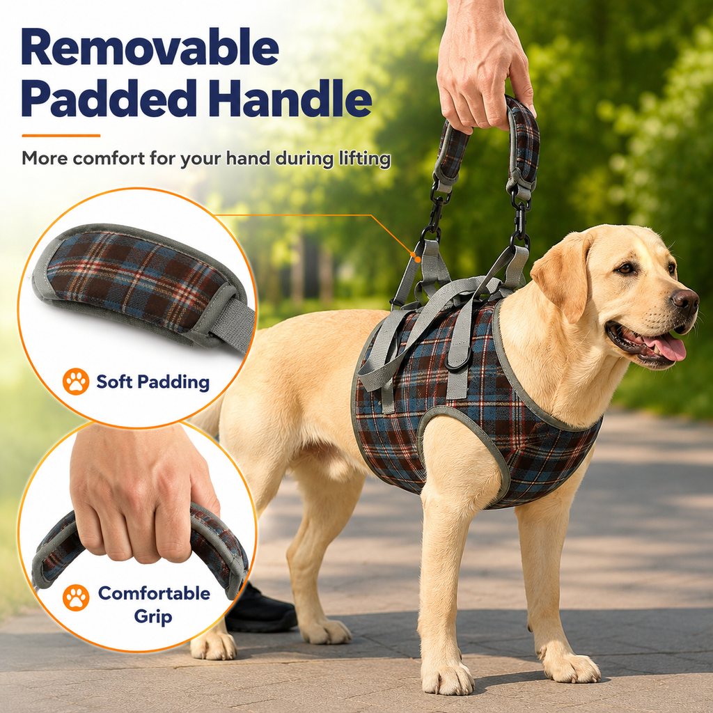 Dog Mobility Support Harness for Stairs & Cars - Front or Rear Lift Assist for Weak Legs