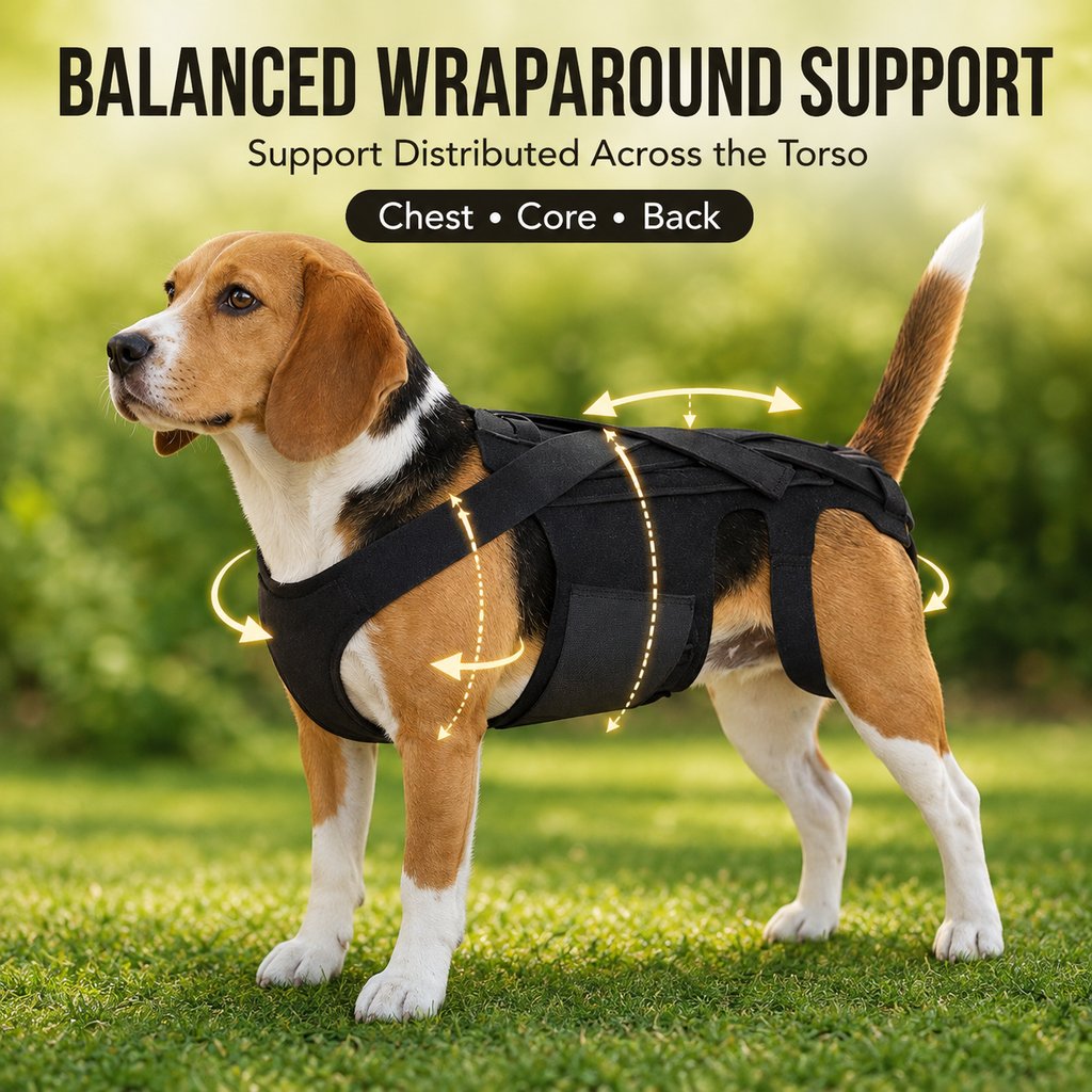 Dog Back Support Brace for Senior & Recovering Dogs - Full-Body Mobility Vest for Walking Stability