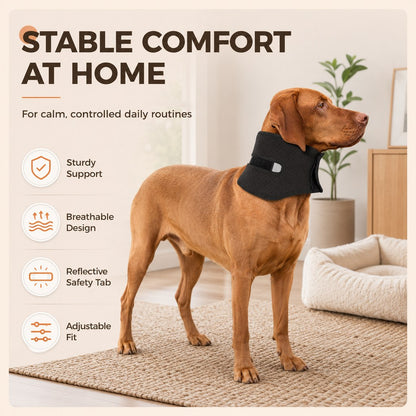 Adjustable Dog Neck Support Brace for At-Home Rest - Breathable Structured Wrap for Added Stability