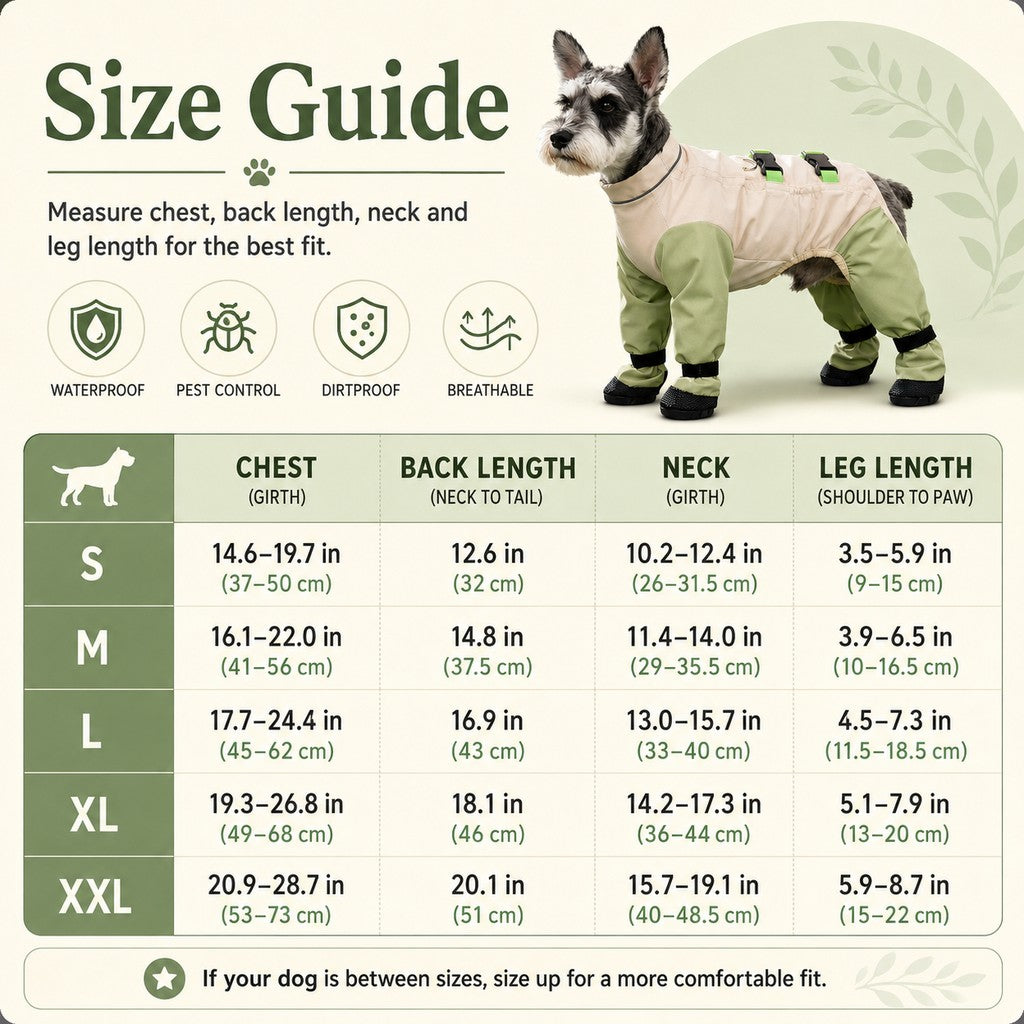 Dog Outdoor Protection Suit – Keep Fur Cleaner from Grass, Dirt, Bugs & Wet Ground During Walks