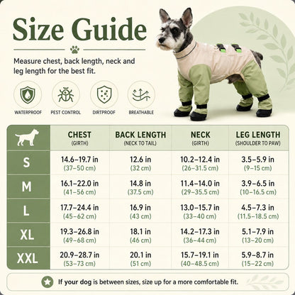 Dog Outdoor Protection Suit – Keep Fur Cleaner from Grass, Dirt, Bugs & Wet Ground During Walks