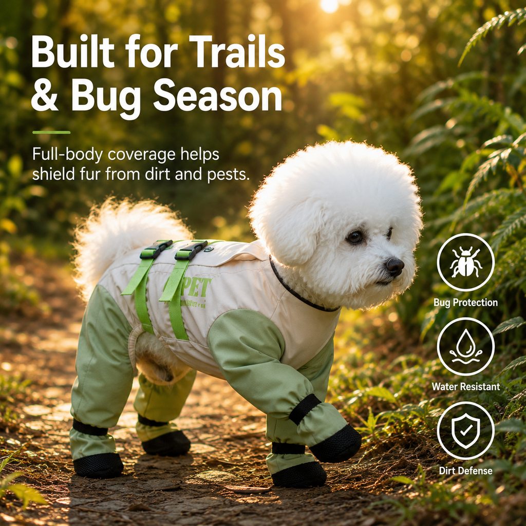 Dog Outdoor Protection Suit – Keep Fur Cleaner from Grass, Dirt, Bugs & Wet Ground During Walks