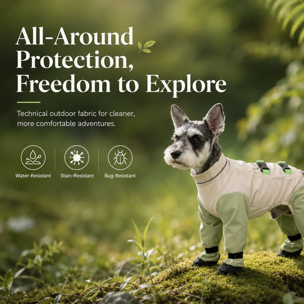Dog Outdoor Protection Suit – Keep Fur Cleaner from Grass, Dirt, Bugs & Wet Ground During Walks