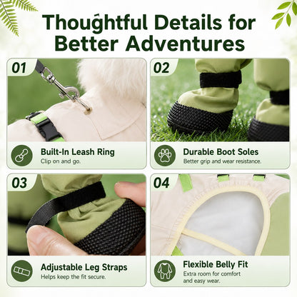 Dog Outdoor Protection Suit – Keep Fur Cleaner from Grass, Dirt, Bugs & Wet Ground During Walks