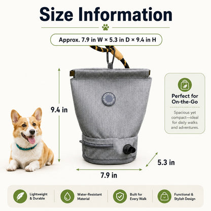 Dog Poop Bag Holder for Walks - Carry Used Waste Bags Hands-Free Until the Next Trash Can