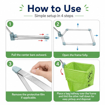Foldable Dog Poop Catcher for Walks - No-Bend Waste Pickup Tool with Telescopic Handle