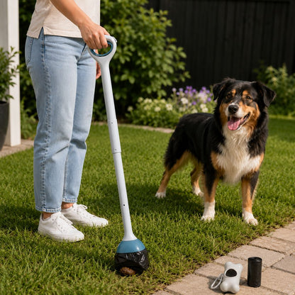 Dog Pooper Scooper for Walks & Yard Cleanup - Bag-Lined Claw with 3 Handle Lengths for Less-Contact Pickup