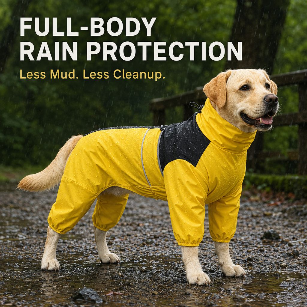 Full-Body Waterproof Dog Rain Suit for Muddy Walks - Keeps Belly & Legs Cleaner